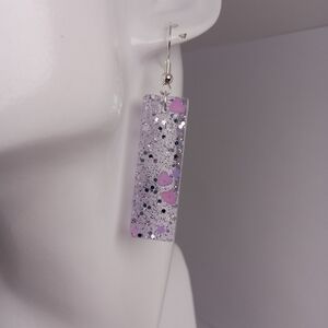 5/$50 Transparent purple and silver resin Earrings